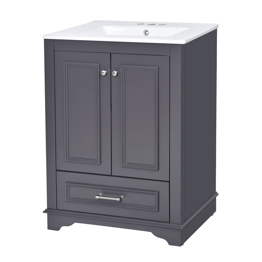 Accreate 24 Inch Bathroom Vanities with Ceramic Sink Top Combo, Undermount Bathroom Vanity Sink ...