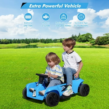 Accreate 24V 2 Seaters Kids Ride On Car Toy with Remote Control for Parents and Kids, 2 * 7Ah Battery 2 * 120W Large Motors, Music, Electric Car Toy for Child Toddlers