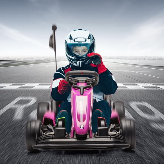 Accreate 24V Kids’ Electric Drift Go Kart – Adjustable, Foldable Racing Car with 2x200W Motors, 7.5 MPH Top Speed, Safety Harness & Braking – Ages 6–12