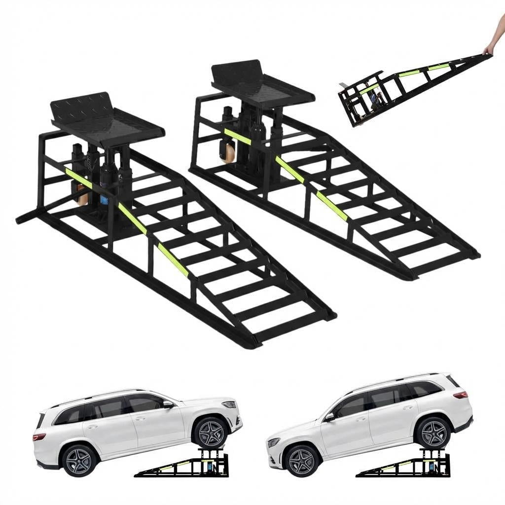 Accreate 2pc Hydraulic Car Ramps 5T-11050LBS Heavy Duty Low Profile Car ...