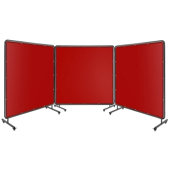 Accreate 3 Panel 6x6FT Welding Screen with Frame - Flame Resistant PVC Welding Curtain, Transparent Safety Panel & Lockable Swivel Wheels for Metalworking, Garage, Workshops