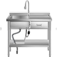 thumbnail image 1 of Accreate 39 Inch Single Bowl Stainless Steel Utility Sink, Free Standing Unit with Drawer, Workbench, Storage Rack, Faucet & Full Plumbing Set, 1 of 7