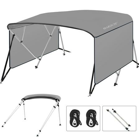 Accreate 4 Bow Bimini Top Boat Cover - Lightweight Aluminum Frame with 600D Marine-Grade Fabric
