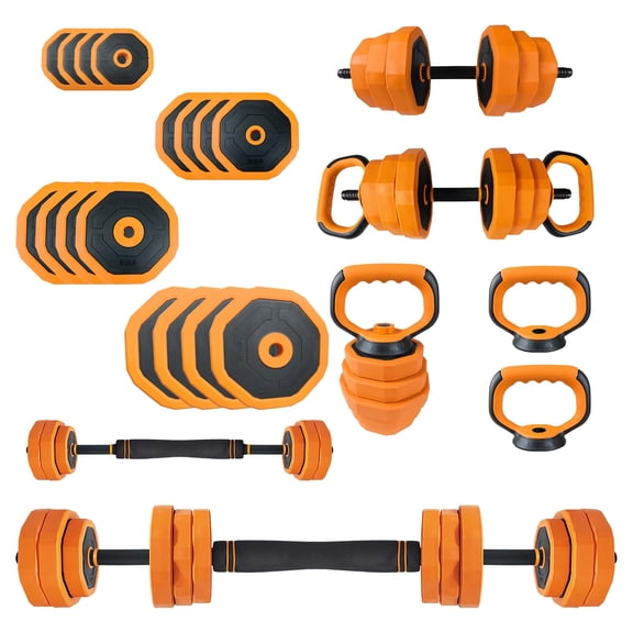 Accreate 4-In-1 Adjustable Dumbbell Set (44/66/88LB) - Convertible to Barbell, Kettlebell & Push Up Stands, Home Gym Equipment for Men & Women, Space Saving Weights with PVC Coating