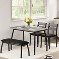 thumbnail image 1 of Accreate 4 Piece Kitchen Dining Set with Chamfer Table, Upholstered Bench & 2 Chairs, Space Saving, 1 of 9