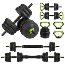 Accreate 4-in-1 Adjustable Dumbbells Set Barbell Kettlebells Push-Up-Stand 44 Pounds for Home Gym Fitness Exercises