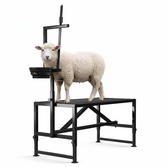 Accreate 47" Sturdy Steel Goat Station with Movable Head and Leg Rests, Plus Feeding Area - for Grooming, Shearing, Examining, and Milking