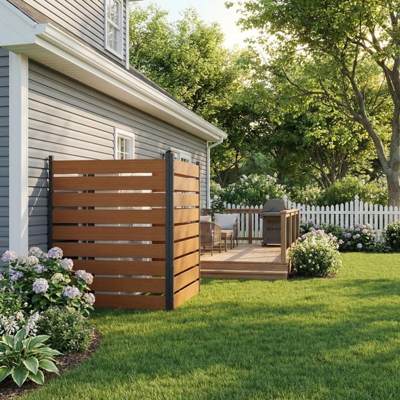 Accreate 49" h×38" w 2 Panels Natural Cedar Privacy Screen, Trash Can/Air Conditioner/Pool Equipment Enclosure, No Dig Wood Fence Panel, Outdoor Privacy Wall for Patio Deck