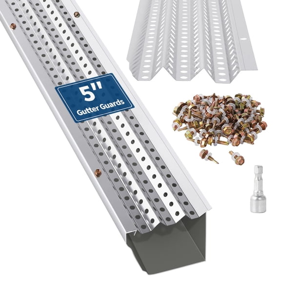 Accreate 5 Inch Gutter Guard, Leaf Guards Feature 0.275 Inch Hole Diameter And 0.02 Inch Thickness, Suitable For Any Roof Or Gutter Type To Prevent Clogging From Debris