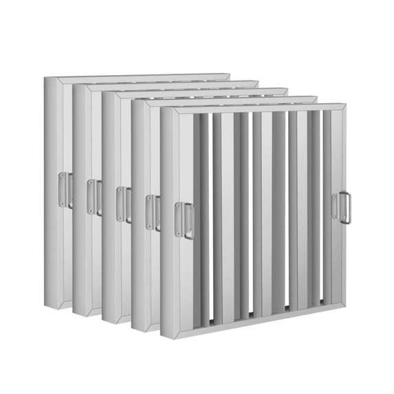 Accreate 5-Pack Commercial Range Hood Baffle Filters, 430 Stainless Steel Grease Filter, 4 Grooves, Heavy-Gauge Design for Restaurant Exhaust Hoods