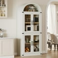thumbnail image 1 of Accreate 5-Tier Wooden Bookcase with Glass Doors - Modern Farmhouse Arched Shelf for Living Room and Office, 1 of 8