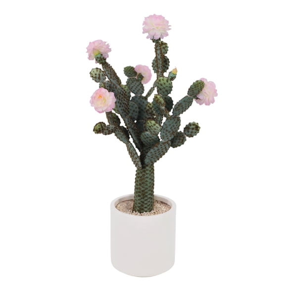 Accreate 5Ft Artificial Cactus, Realistic Texture Tall Fake Plant, Fake Cactus Faux Desert Cacti Potted Plant with Planter for Home Garden Office Indoor Outdoor Decoration Green Pink