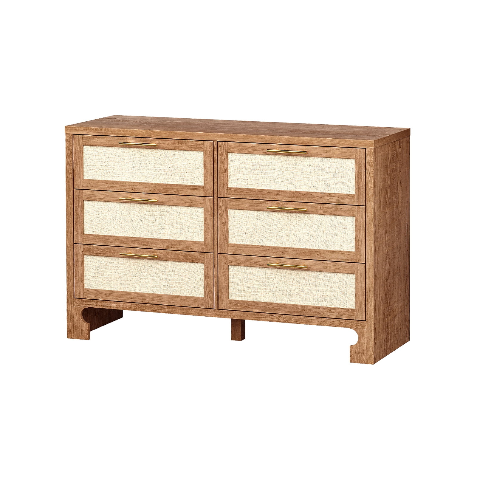 Accreate 6 Drawer Double Dresser for Bedroom, Wooden Dresser Chest with ...