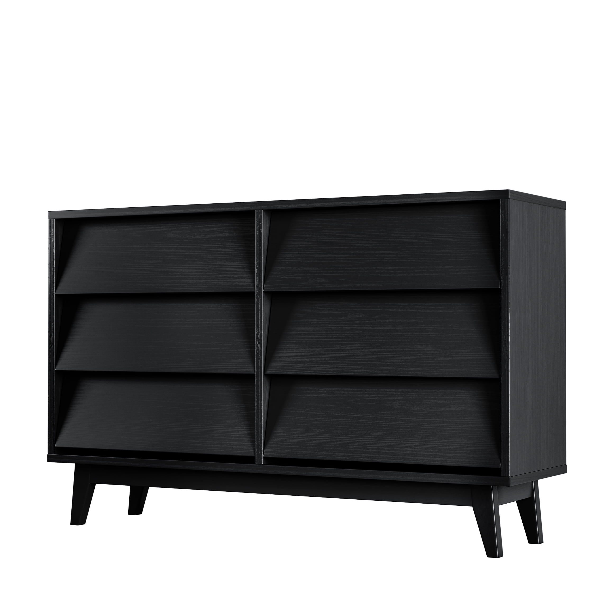 Vintage-Style 6 Drawer Double Dresser with Bevel Design