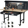 thumbnail image 1 of Accreate 60" Adjustable Workbench with Drawer Storage, Heavy-Duty Worktable with Pegboard & Power Outlet, 1 of 6