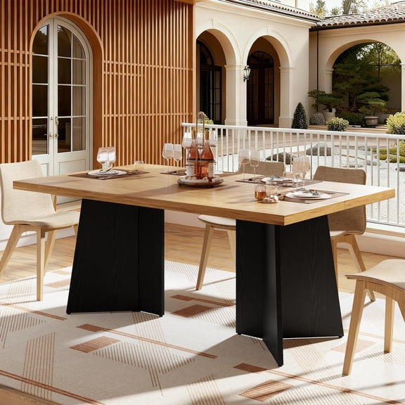 Accreate 63" Rectangular Dining Table for 6-8, Modern Kitchen Table with Extra Thick Tabletop & Sturdy Base, Ideal for Dining Room, Conference Room, Home