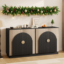 Accreate 65" Buffet Sideboard Cabinet with Fluted Arched Doors, Modern Wood Console Table, Adjustable Shelves, Expandable Vintage Coffee Bar Cabinet for Dining Room, Living Room, Entryway, Kitchen