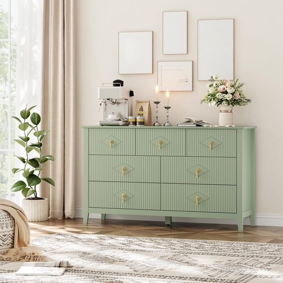 Accreate 7 Drawer Dresser, 54 Inch Wide Modern Chest with Metal Handles, Wooden TV Stand and Organizer for Bedrooms, Living Rooms, or Hallways, Perfect Storage and Display Solution