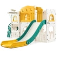 thumbnail image 1 of Accreate 8 in 1 Toddler Slide, Indoor Kids Slide for Toddler 1-3, Indoor Playground with Slide, Basketball Hoop, Climber, Telescope, Tunnel and Large Storage Space, Toddler Outdoor Playset, 1 of 8