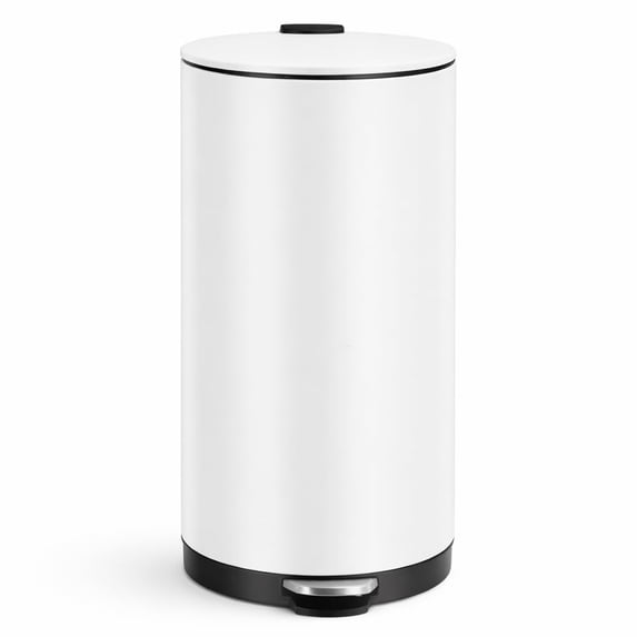 Accreate 8 Gallon Stainless Steel Kitchen Garbage Can, 30 Liter Round Trash Can Soft-Close Lid,Foot Pedal & Removable Inner Bucket, Compact Step Waste Container Recycle Bin for Bathroom, Office