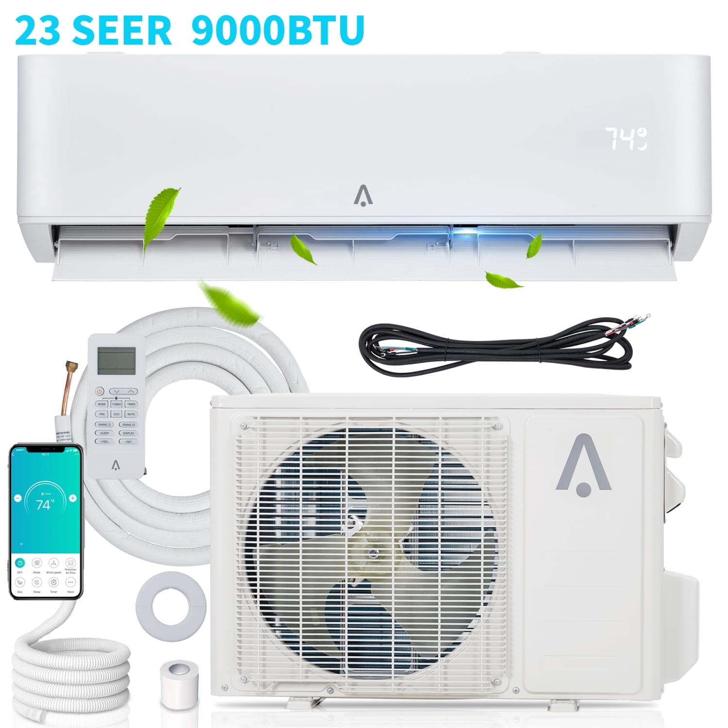 Accreate 9000 BTU Mini-Split Air Conditioner, 9000 BTU DOE, Cools Up to ...