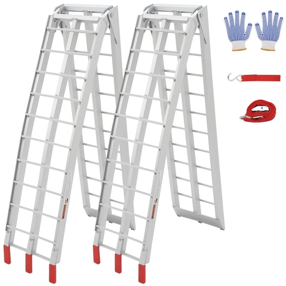 Accreate Aluminum Ramps, 750lbs, Straight Ramp with Treads, Folding Motorcycle Portable Trailer Ramp for Motorcycles, ATVs, Trucks, Lawn Mower, Dirt Bike, Garden Tractor, 2Pcs