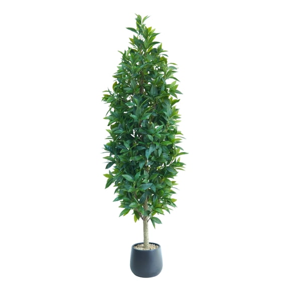 Accreate Artificial Pencil-Shaped Laurel Tree 150cm, Artificial Plant for Indoor and Outdoor Use, Maintenance-Free Nordic Decoration, Pot Included