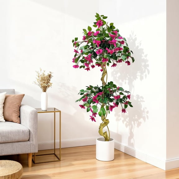 Accreate Artificial Tree Bougainvillea Artificial Plant with Pink Flowers Large Artificial Flowers in Pot Flower Tree Artificial in Pot Like Real Decorative Tree Entrance Living Room Bedroom Hotel