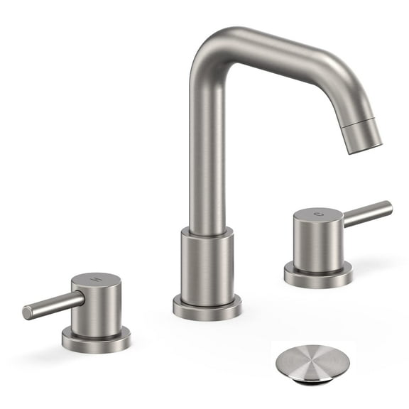 Accreate Bathroom Faucets for Sink 3 Hole, 2 Handle, 360° Swivel Spout, Stainless Steel Faucet with Pop-Up Drain and Supply Lines