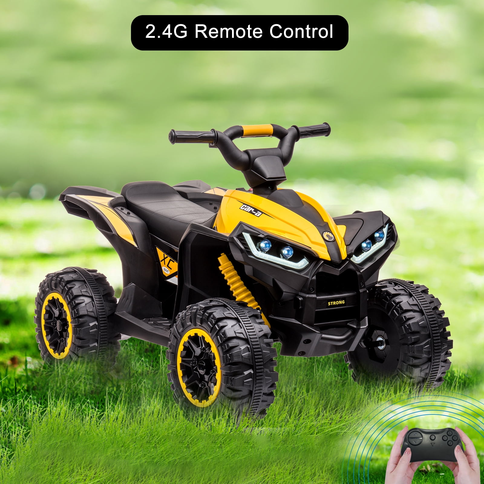 Accreate Battery Powered 12V Kids Electric ATV, Dual Motor 4-Wheeler with Parent Remote, Music Dashboard, 1.9–3.1 MPH, 7AH, Shock Absorber, Front Lights, for Children Ages 3–8, 40–60 Min Run Time