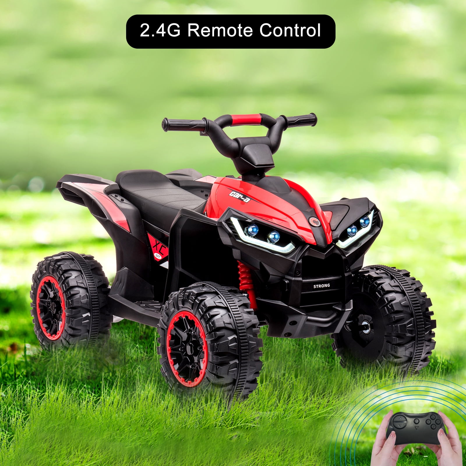 Accreate Battery Powered 12V Kids Electric ATV, Dual Motor 4-Wheeler with Parent Remote, Music Dashboard, 1.9–3.1 MPH, 7AH, Shock Absorber, Front Lights, for Children Ages 3–8, 40–60 Min Run Time