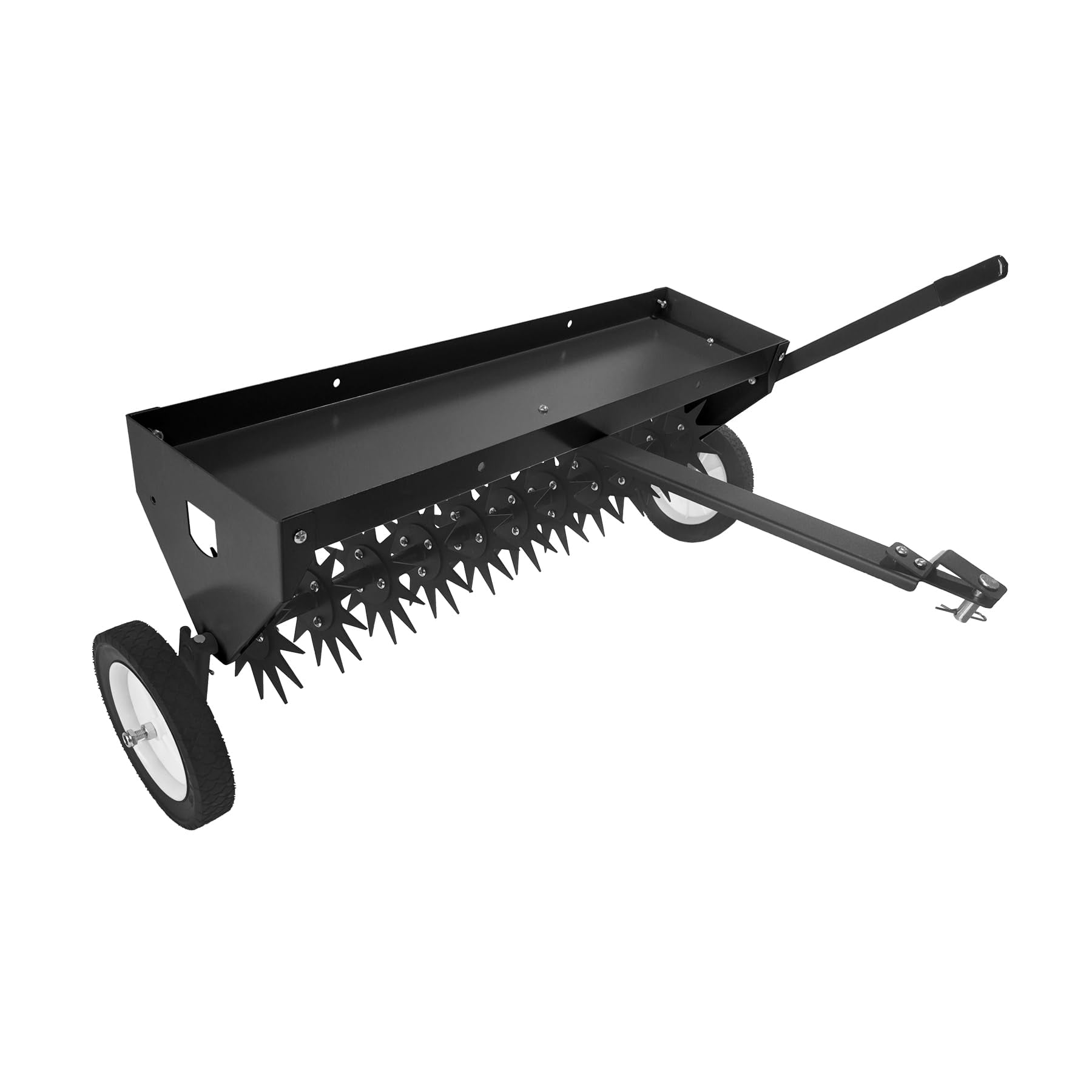 Accreate Black Tow Behind Aerator, 40" Spike Aerator with Steel Teeth & Transport Wheels, Adjustable Handle for Farm Lawn Garden