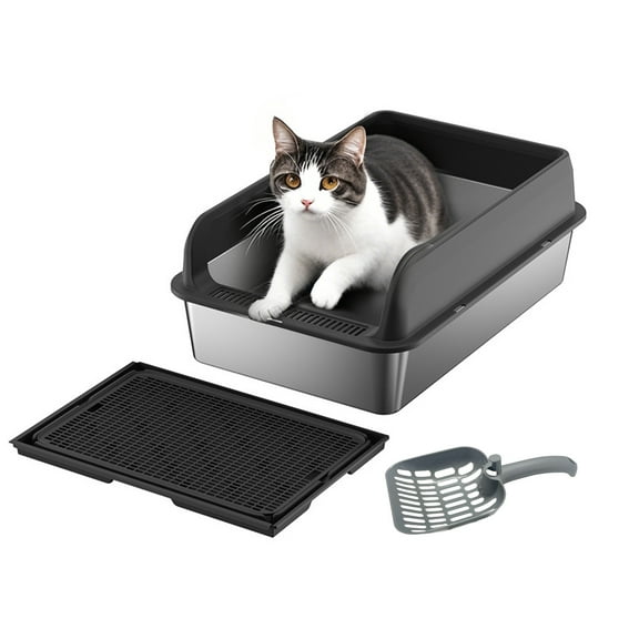 Accreate Cat Litter Box Set - Innovative Design with Anti-Slip Mat & Scoop