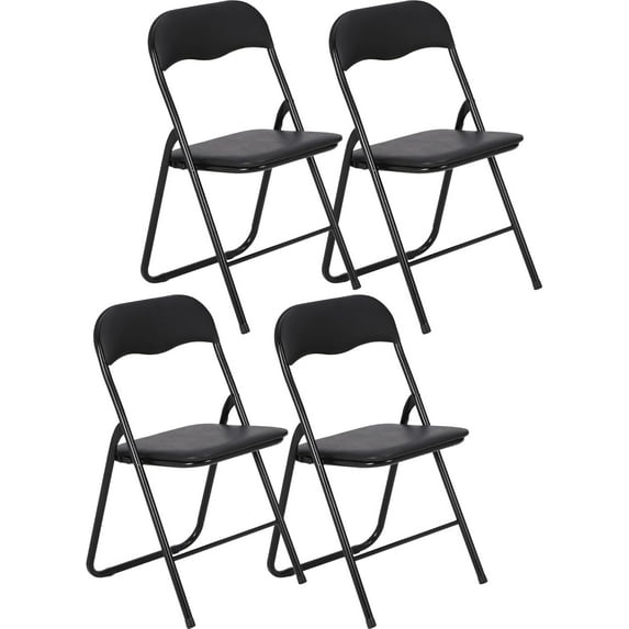 Accreate Comfortable Folding Chairs Set of 4 - White Cushioned Event Chairs for Parties, Meetings, and Office Use