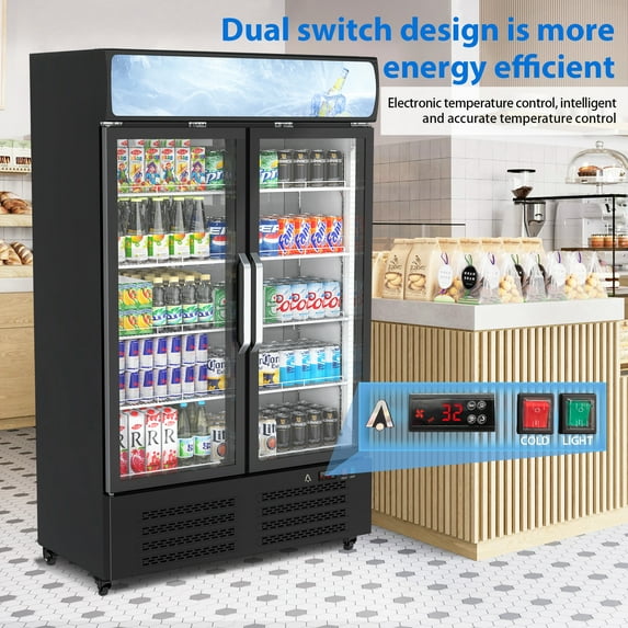 Accreate Commercial Beverage Display Refrigerator 11.8 cu.ft with Glass Door, Cooling 32-50℉Upright
