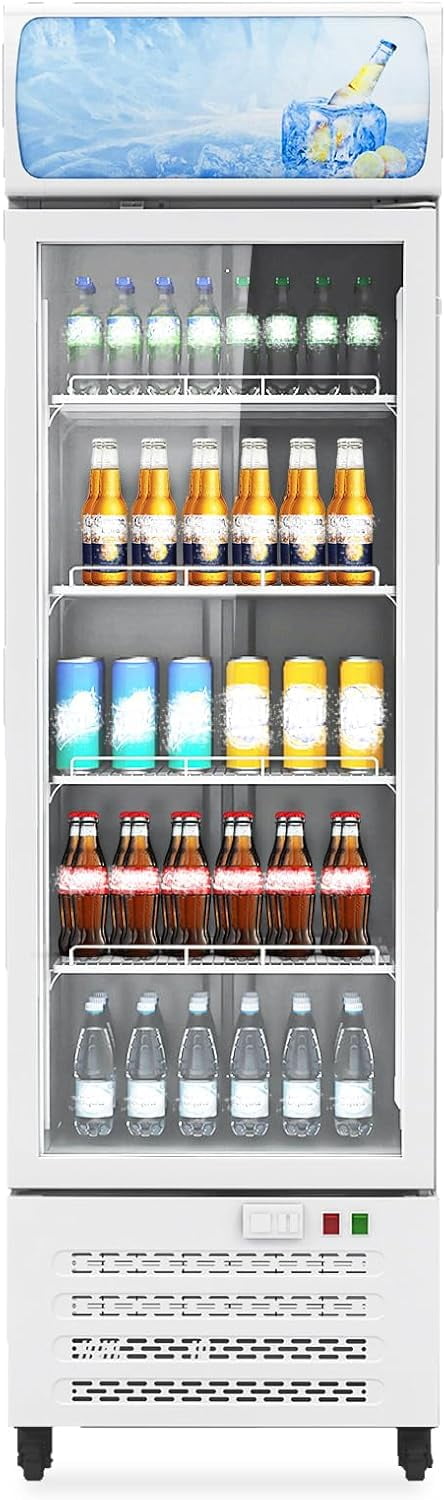 Accreate Commercial Beverage Display Refrigerator 11.8 cu.ft with Glass Door, Cooling 32-50℉Upright