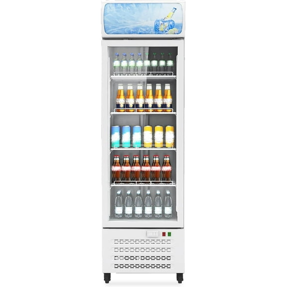 Accreate Commercial Beverage Display Refrigerator 11.8 cu.ft with Glass Door, Cooling 32-50℉Upright
