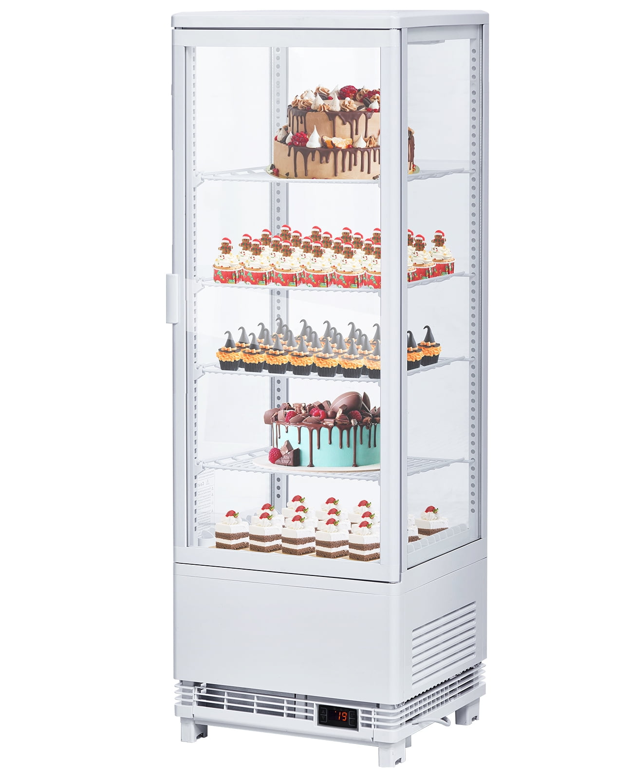Accreate Commercial Cake Display Refrigerator, 4.2 Cu.FT Single-Door Merchandiser with Interior LED Lighting
