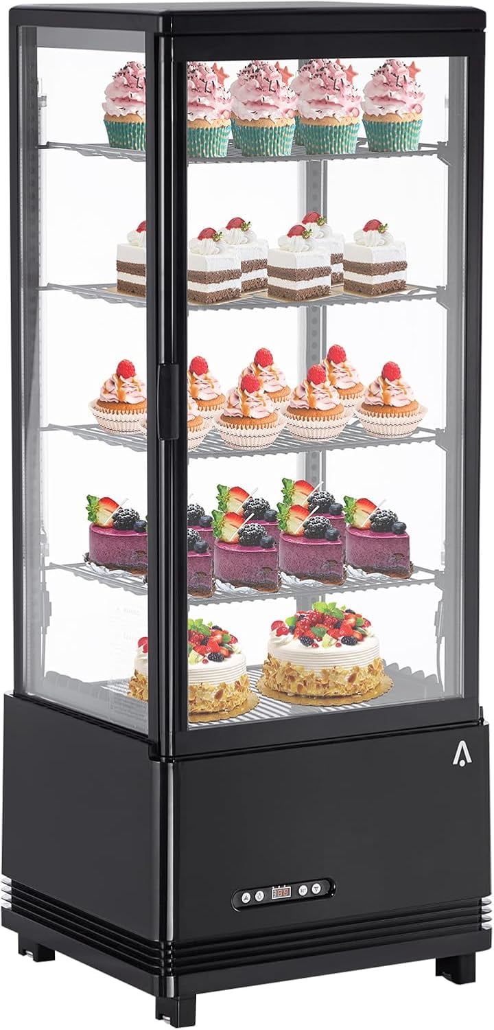 Accreate Commercial Display Refrigerator, 3.46 Cu.Ft. Glass Door, Upright Beverage Merchandiser, Black