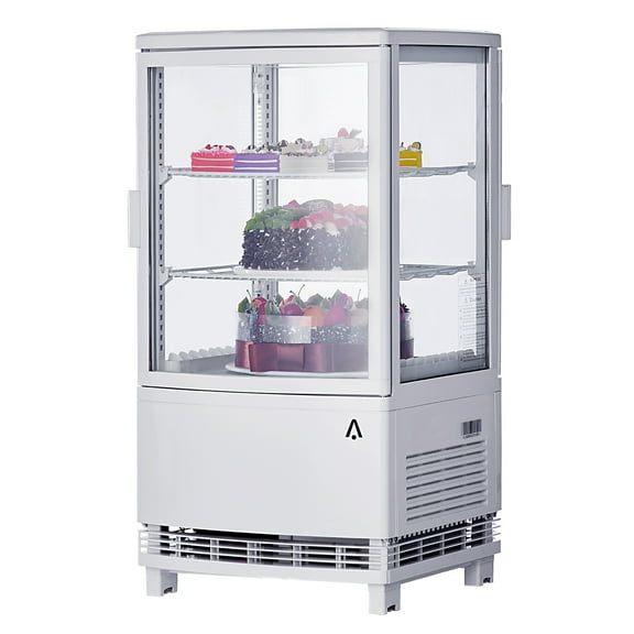 Accreate Commercial Refrigerator Display Case 2.1 Cu.FT, Two Glass Door Display Fridge with LED Lighting, White