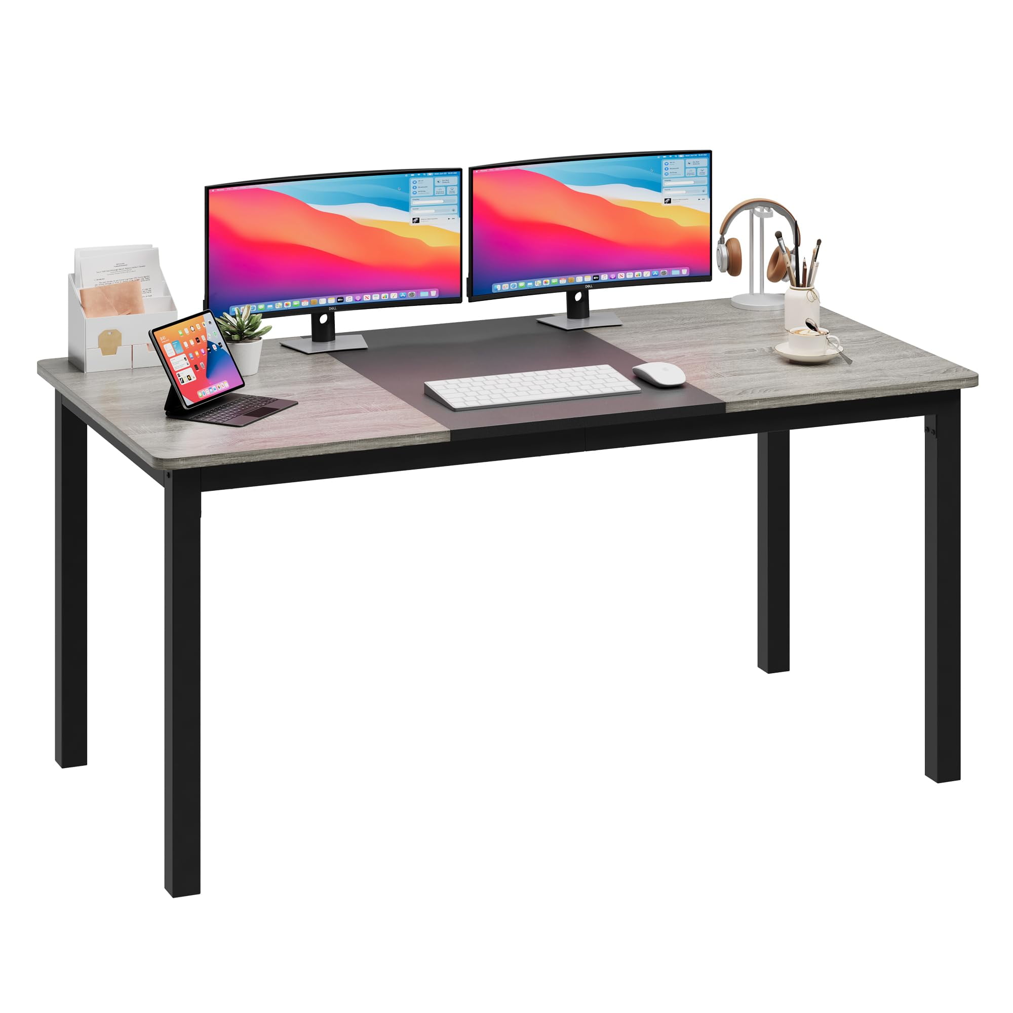Accreate Computer Desk, Large Office Desk with Storage, Writing Desk Work Desk for Home Office, Study, Modern Simple Desk, Large Legroom, Metal Frame