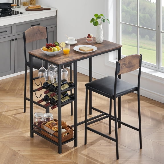 Accreate Counter Height Bar Chairs, Modern PU Leather Barstools with Wide Seat, Backrest, and Footrest for Kitchen or Dining