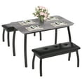 thumbnail image 1 of Accreate Dining Table for 4, 3 Piece Kitchen Table Set with 2 Upholstered Benches, Space Saving Dining Room Table, Rustic Breakfast Nook Furniture for Small Spaces, Apartments, Studio, Easy Assembly, 1 of 8
