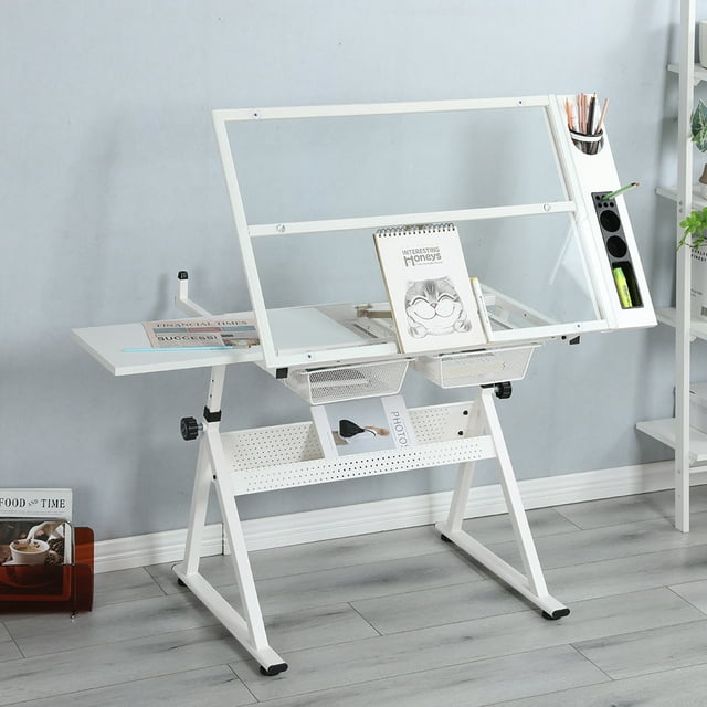 Accreate Drafting Printing Table with Chair Adjustable Drawing Desk