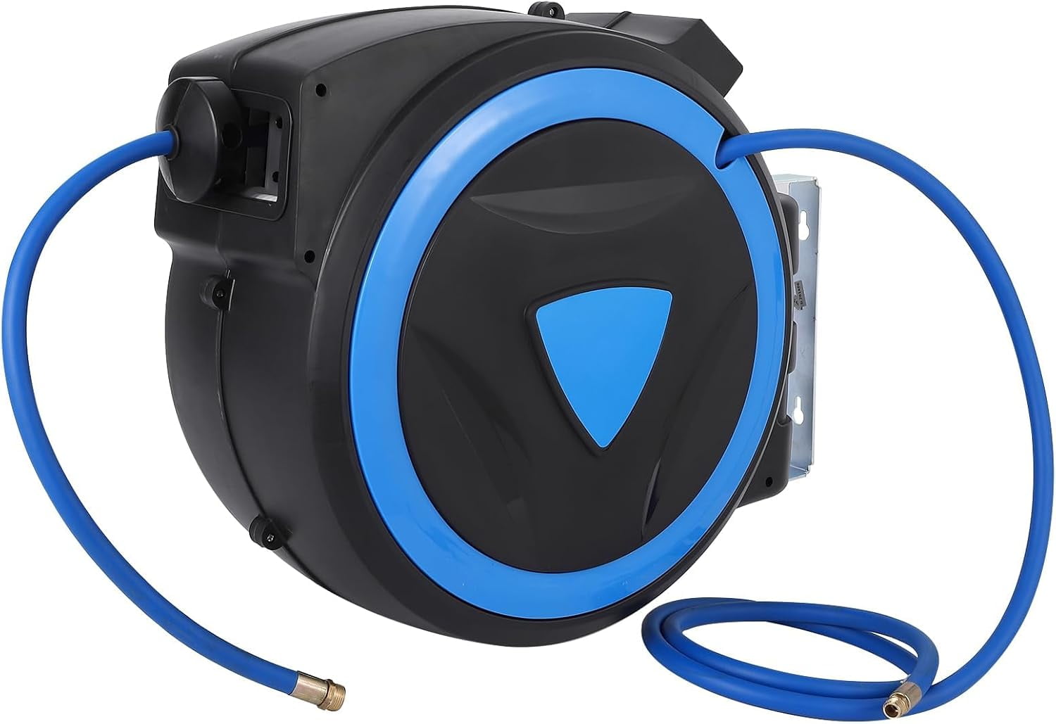 Accreate Enclosed Retractable Air Hose Reel, 3/8 in Hybrid Hose Air Compressor Hose Reel with 5 Ft In Max 300 PSI Patented Design for Any Length Lock 180°Swivel Bracket Quick Coupler,plastics