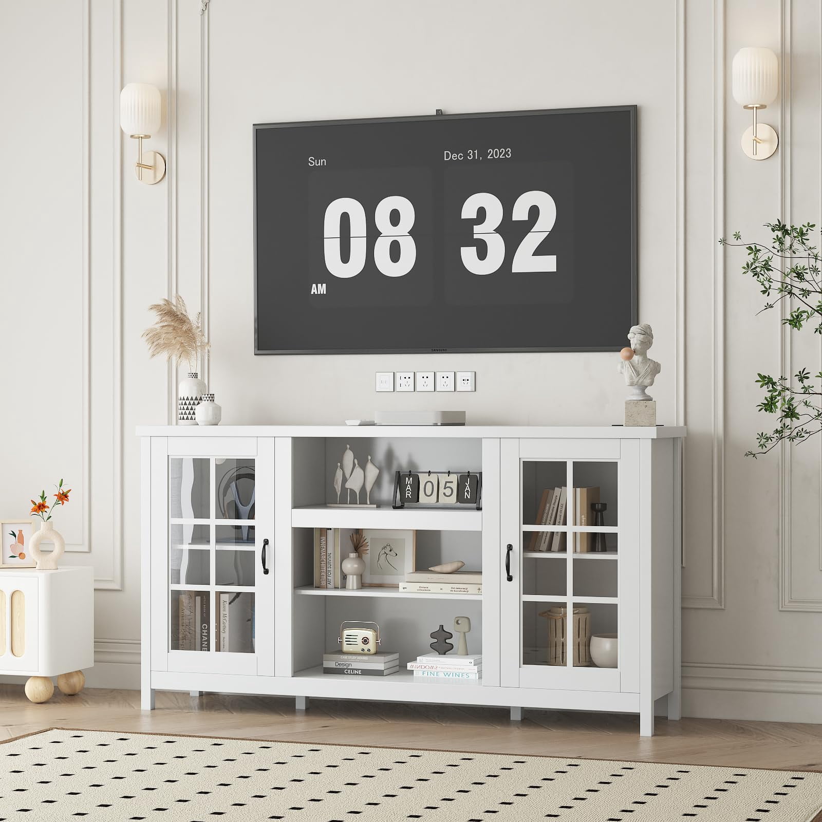 Accreate Entertainment Center for 65 Inch TVs, Modern Wood TV Stand ...