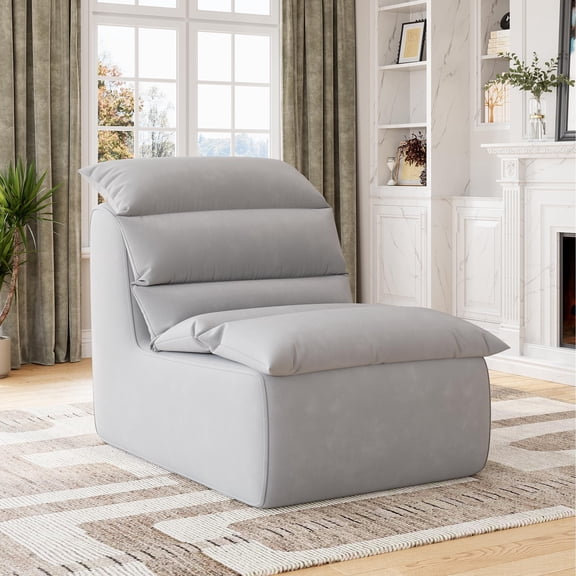 Accreate Ergonomic Bean Bag Chair for Adults, Memory Foam Lazy Sofa with Back Support, Non-Slip Base, Cozy Lounge for Living Room, Bedroom, Office, Modern Fireside Single Sofa