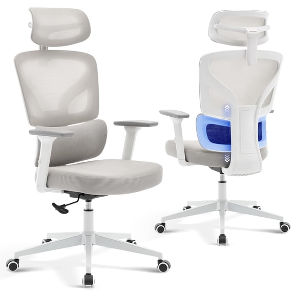 Accreate Ergonomic High-Back Mesh Office Chair – Adjustable Lumbar, 3D Armrests, Headrest & Recline – Breathable Swivel Rolling Desk Chair