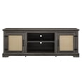 thumbnail image 1 of Accreate Farmhouse TV Stand for TVs Up To 70 Inches, Wooden Entertainment Center Cabinet with 2 Open Shelves and 2 Rattan Doors Cabinet, TV Console Table for Living Room, 1 of 9