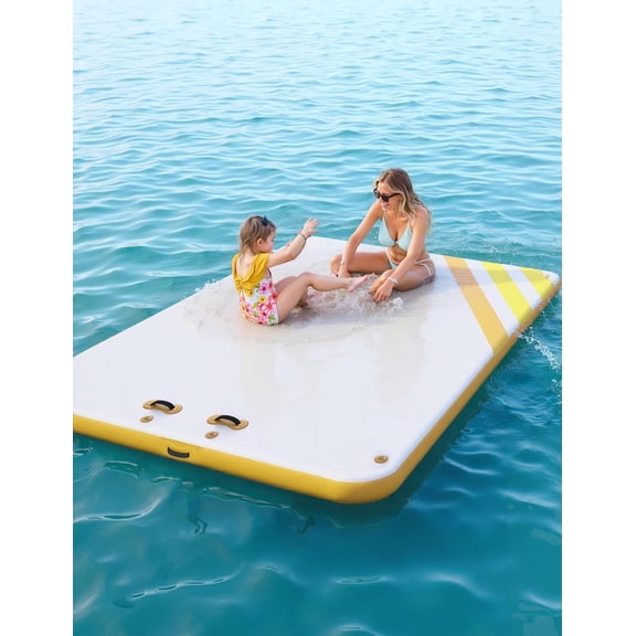 Accreate Floating Dock & Swimming Platform Mat for Lakes, Beach and Ocean, Non-Slip Inflatable Raft Island with Stable Surface for Adults and Family Use, Heavy Duty Portable Water Mat